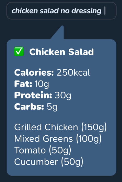 Estimating chicken salad calories when eating out